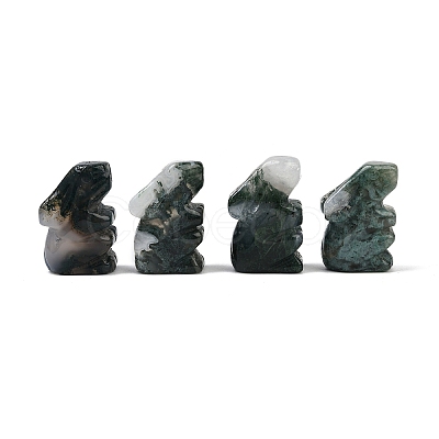 Natural Moss Agate Rabbit Display Decorations G-R007-02H-1