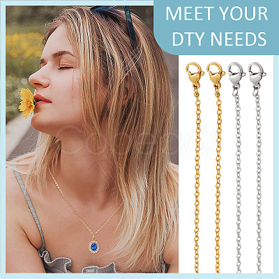 20Pcs 2 Colors 304 Stainless Steel Cable Chain Necklaces Set MAK-NB0001-23-1