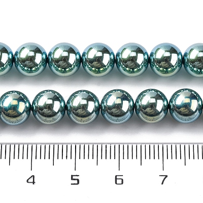 UV Plating Pearlized Glass Pearl Beads Strands GLAA-F128-01B-T24-1
