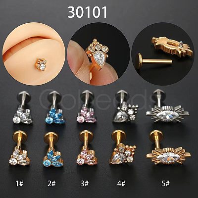 G23 Titanium Micro Pave Pink Cubic Zirconia Internally Threaded Labrets WGA56E5-03-1