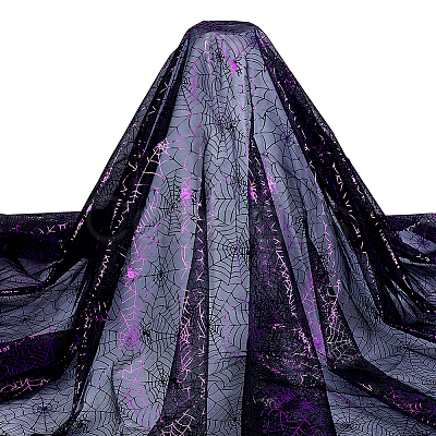 Halloween Theme Polyester Mesh Fabric DIY-WH0661-37B-1
