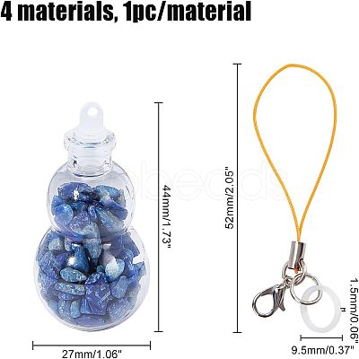 Transparent Glass Wishing Bottle Pendant Decoration HJEW-PH0001-29-1