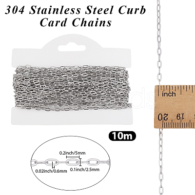 10M Tarnish Resistant 304 Stainless Steel Cable Chains CHS-BBC0001-18-1