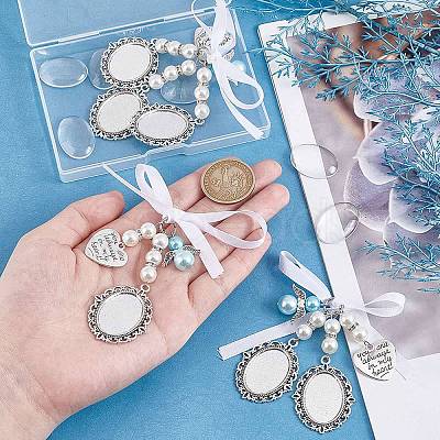 DIY Blank Oval Alloy Brooches with Imitation Pearl Making Kit PALLOY-AB00264-1