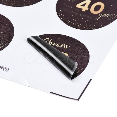 5 Sheets Circle with Word Cheers to 40 Years PVC Waterproof Decorative Sticker Labels PL-XCP0001-02-1