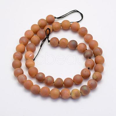 Electroplate Natural Druzy Agate Beads Strands G-G708-10mm-M-1