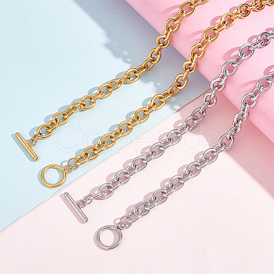 2Pcs 2 Colors Alloy Cable Chain Necklace for Men Women NJEW-AN0001-19-1