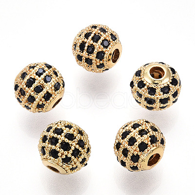 Rack Plating Brass Cubic Zirconia Beads ZIRC-S001-8mm-B02-1