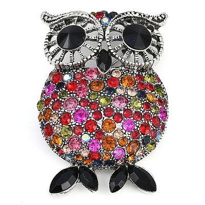 Zinc Alloy Colorful Rhinestone Brooch JEWB-U011-04AS-1