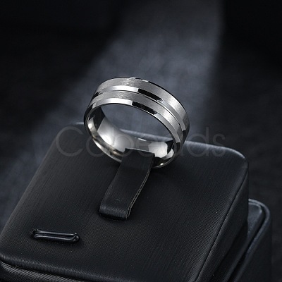 Grooved 201 Stainless Steel Finger Rings for Men WG2ADDA-06-1