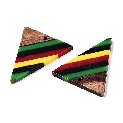 Jamaican Colour Epoxy Resin & Walnut Wood Pendants RESI-N039-122T-1