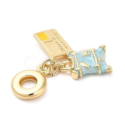 Brass Enamel European Dangle Charms KK-D027-13G-1