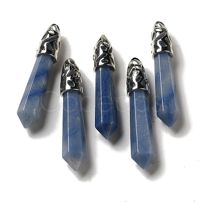 Natural & Synthetic Mixed Gemstone Pointed Big Pendants G-Z055-01P-1