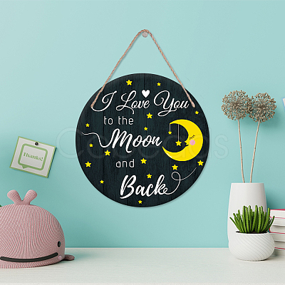 Wooden Hanging Plate HJEW-WH0027-004-1