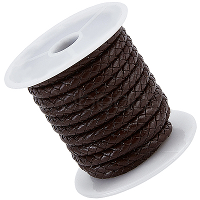1 Roll Round Braided Cowhide Leather Cord NWIR-CL0001-01A-1