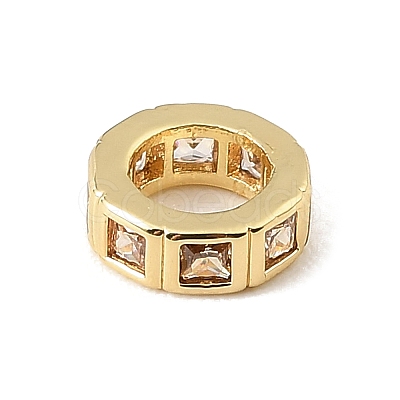 Brass Pave Cubic Zirconia European Beads CU-CBA389D-02G-1