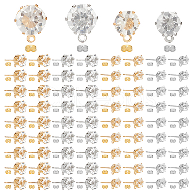 120Pcs 4 Style Iron Stud Earring Findings DIY-OC0010-07-1