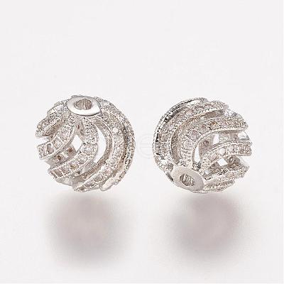 Brass Micro Pave Cubic Zirconia Beads ZIRC-K063-04P-1