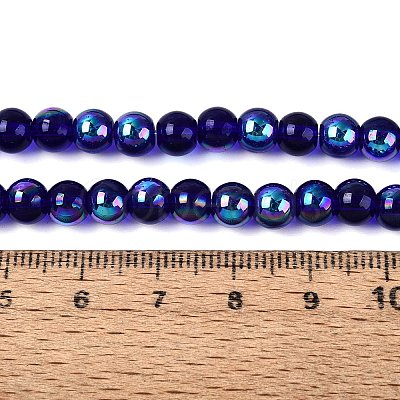 Transparent Electroplate Glass Beads Strands EGLA-Q132-6MM-01A-18-1