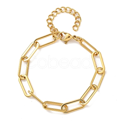 304 Stainless Steel Paperclip Chain Bracelets for Women BJEW-F536-22G-1