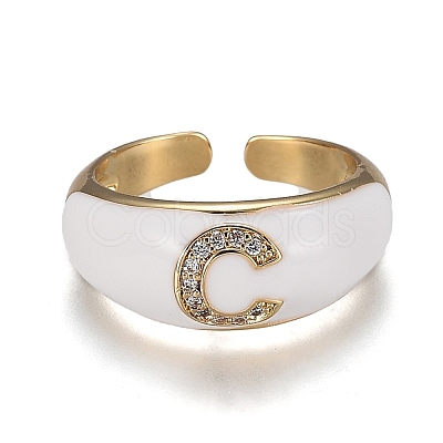 Brass Micro Pave Clear Cubic Zirconia Cuff Rings RJEW-H538-03G-C-1