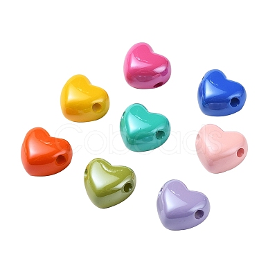 32Pcs 8 Colors Opaque Acrylic European Beads MACR-YW0001-42-1