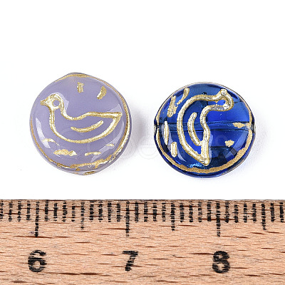 Flat Round with Duck Shape Glass Beads GLAA-T025-34M-1