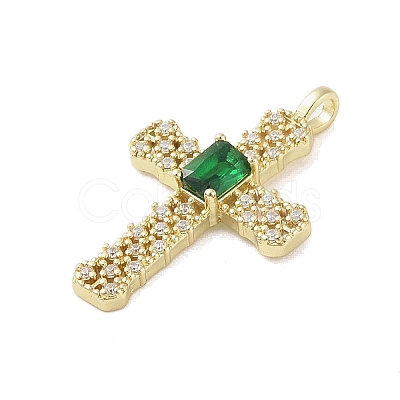 Golden Brass Micro Pave Cubic Zirconia Pendants KK-A209-07B-G-1