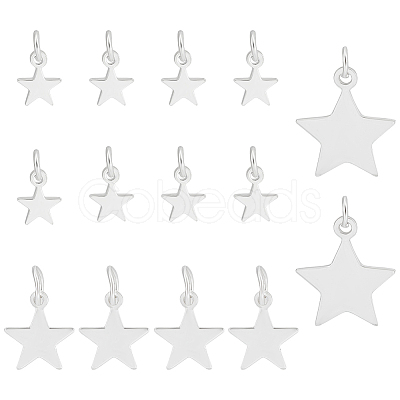 14Pcs 3 Styles 925 Sterling Silver Star Charms STER-BC0003-10-1