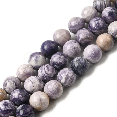 Natural Purple Stripe Jasper Beads Strands G-K350-C03-8mm-1