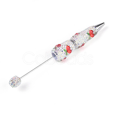 Resin & Polymer Clay Pave Rhinestone Ball-Point Pen AJEW-T013-04F-1