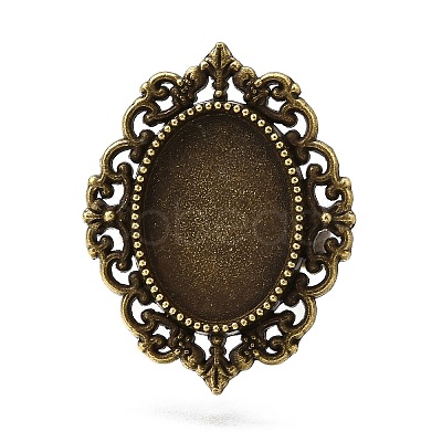 Vintage Adjustable Iron Finger Ring Components Alloy Cabochon Bezel Settings X-PALLOY-Q300-09AB-NR-1