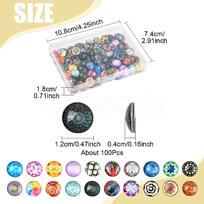 100Pcs Printed Glass Half Round Dome Cabochons GGLA-FS0001-13-1