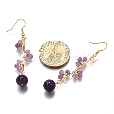 Natural Amethyst Earrings Dangle Earrings EJEW-TA00653-02-1