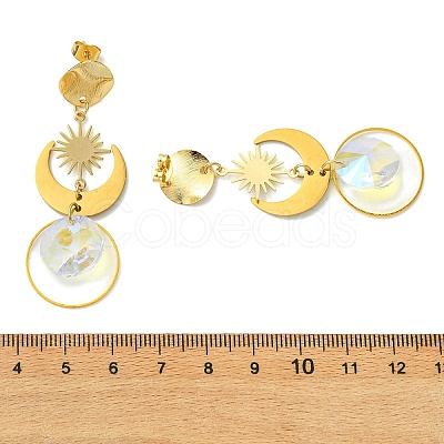 304 Stainless Steel Glass Stud Dangle Earrings EJEW-JE07307-1