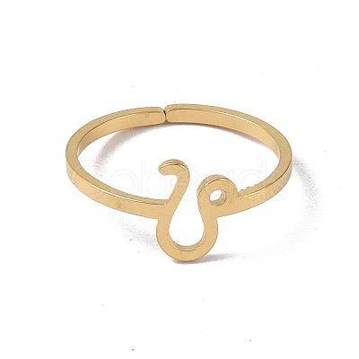 Real 18K Gold Plated 304 Stainless Steel Adjustable Finger Ring RJEW-L115-01G-08-1
