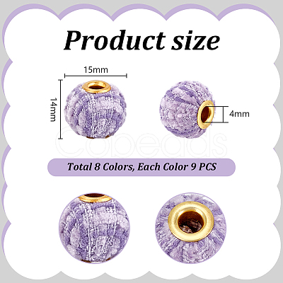 72Pcs 8 Colors Polyester European Beads OPDL-PH0001-09-1
