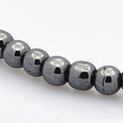 Non-magnetic Hematite Beaded Ball Stretch Bracelets for Valentine's Day Gift BJEW-M066-A-02-1