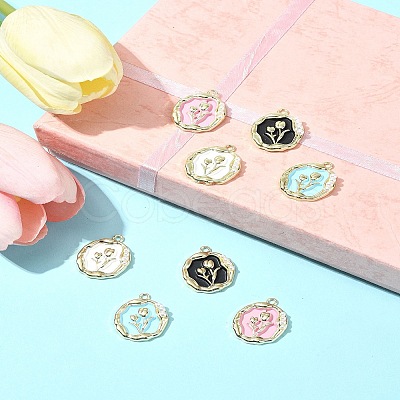8Pcs 4 Colors Alloy Enamel Pandants ENAM-FS0002-22-1