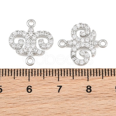 Brass Micro Pave Clear Cubic Zirconia Connector Charms CU-CBA7BFE-03A-P-1