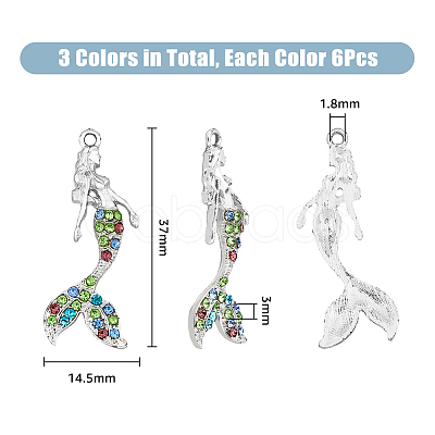 18PCS 3Colors Alloy with Rhinestone Pendants FIND-DC0004-15-1