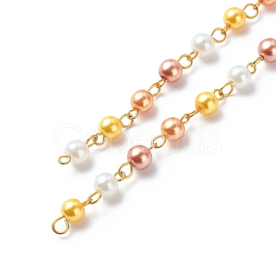 Handmade Glass Pearl Round Beaded Chains AJEW-SZ0002-40E-1