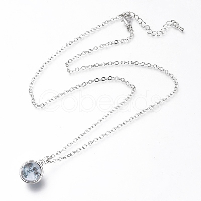 Glass Pendant Necklace NJEW-D281-A-13S-1