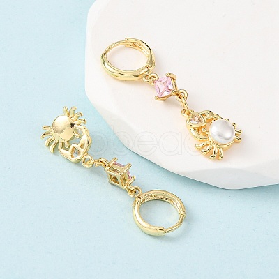 Brass Micro Pave Cubic Zirconia Hoop Earrings EJEW-A149-04A-G-1