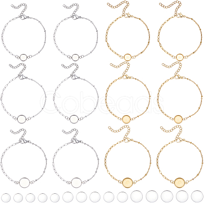 12Pcs 6 Styles 304 Stainless Steel Paperclip Chain Satellite Chain Bracelet Making BJEW-SP0001-28-1