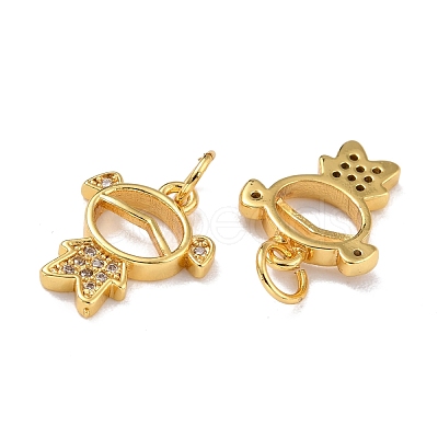 Brass Micro Pave Clear Cubic Zirconia Charms ZIRC-A021-52G-1