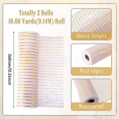 2 Rolls PP Decor Mesh Ribbon with Metallic Foil for Wreath Swags Party Decoration OCOR-TA0003-40-1
