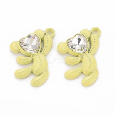 Spray Painted Alloy Rhinestone Pendants PALLOY-Q433-033I-RS-1