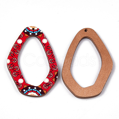 Printed Basswood Big Pendants X-WOOD-S045-058B-1