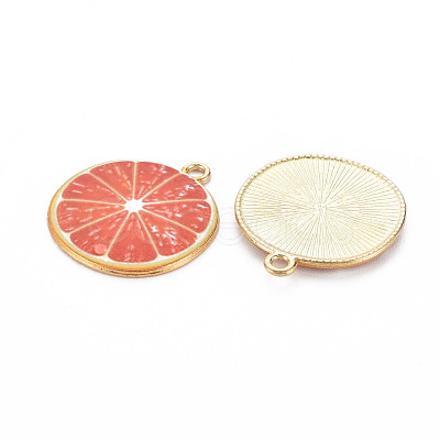 Light Gold Alloy Enamel Pendants X-ENAM-S126-119-1
